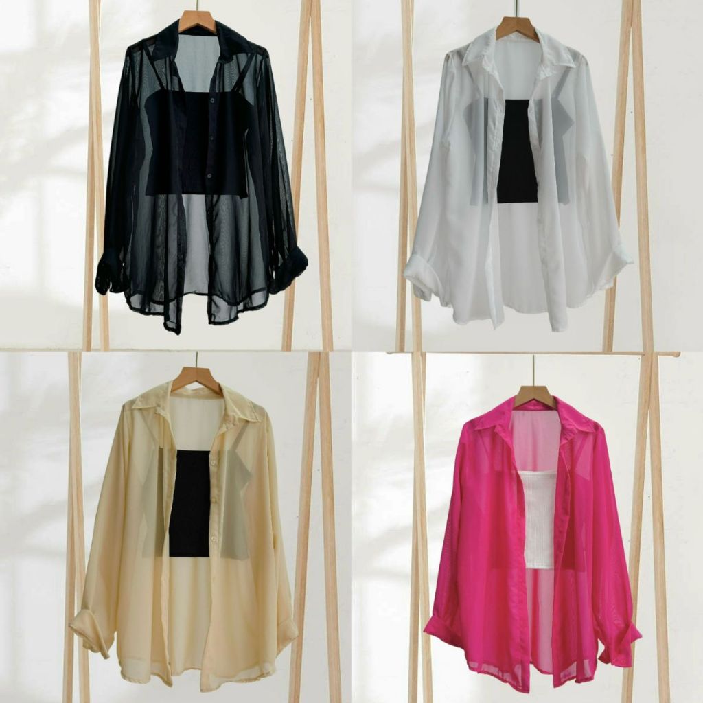 ชุดเสื้อเชิ้ตผ้าชีฟองไซส์ใหญ่สําหรับผู้หญิงพร้อมเสื้อยืด 2 สาย ใส่สวยใส่หน้าร้อนเท่ๆ แฟชั่นที่ใช้งานได้ -SET915