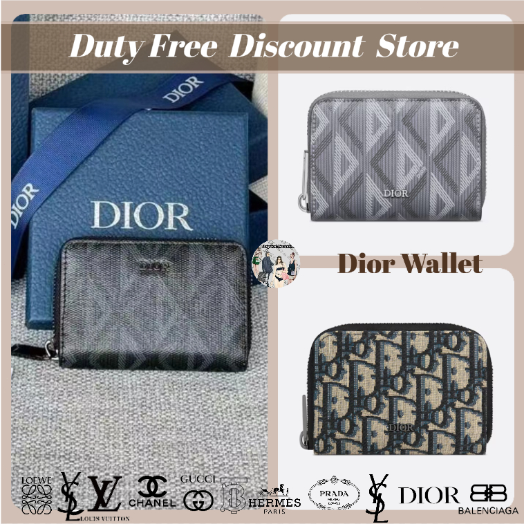 🎉 Dior Zipper Men's Handbag ✨ ซิป/กระเป๋าสตางค์เหรียญ/ช่องใส่บัตร/ทรงเดียวกัน ใส่ได้ทั้งชายและหญิง2E