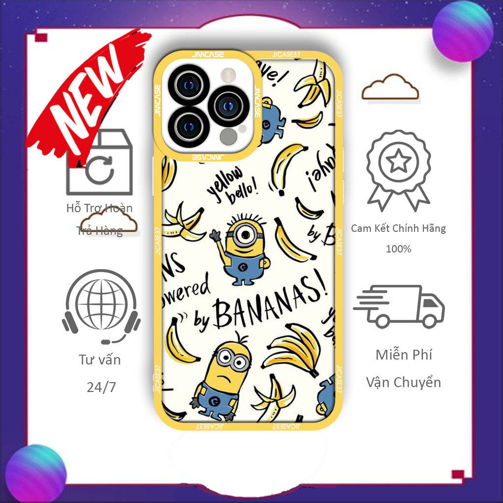 JM Case Minion เคส iphone ขอบเหลี่ยมน่ารัก 6plus/6s/6splus/7/7plus/8/8plus/x/xs/11/12/pro/max/plus/p