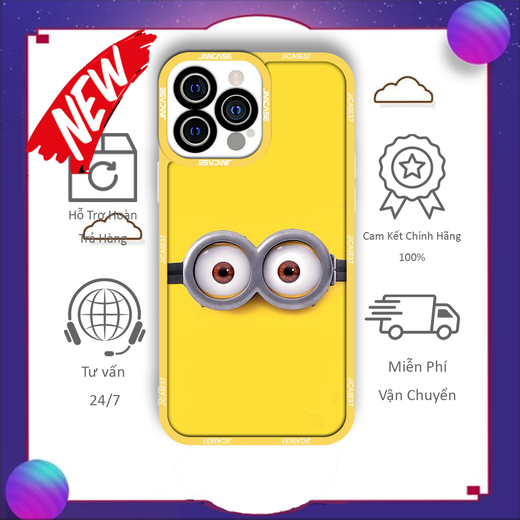 JM Case Minion เคส iphone ขอบสี่เหลี่ยมน่ารัก 6plus/6s/6splus/7/7plus/8/8plus/x/xs/11/12/pro/max/plu