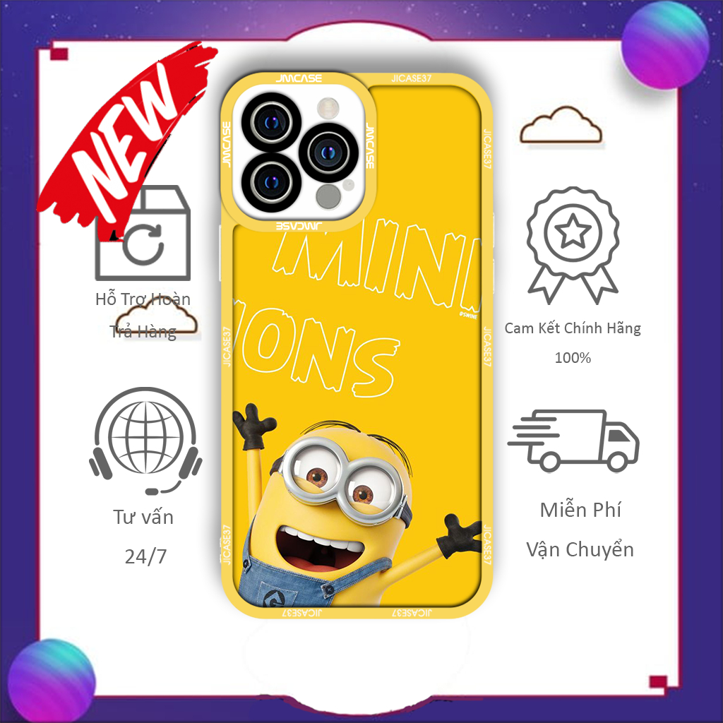 JM Case Minion เคส iphone ขอบสี่เหลี่ยมน่ารัก 6plus/6s/6splus/7/7plus/8/8plus/x/xs/11/12/pro/max/plu