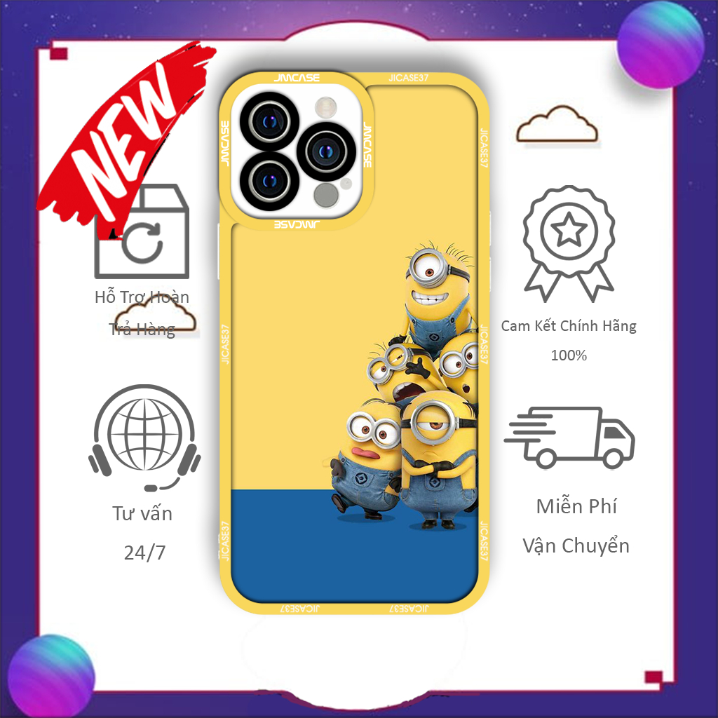JM Case Minion เคส iphone ขอบสี่เหลี่ยมน่ารัก 6plus/6s/6splus/7/7plus/8/8plus/x/xs/11/12/pro/max/plu