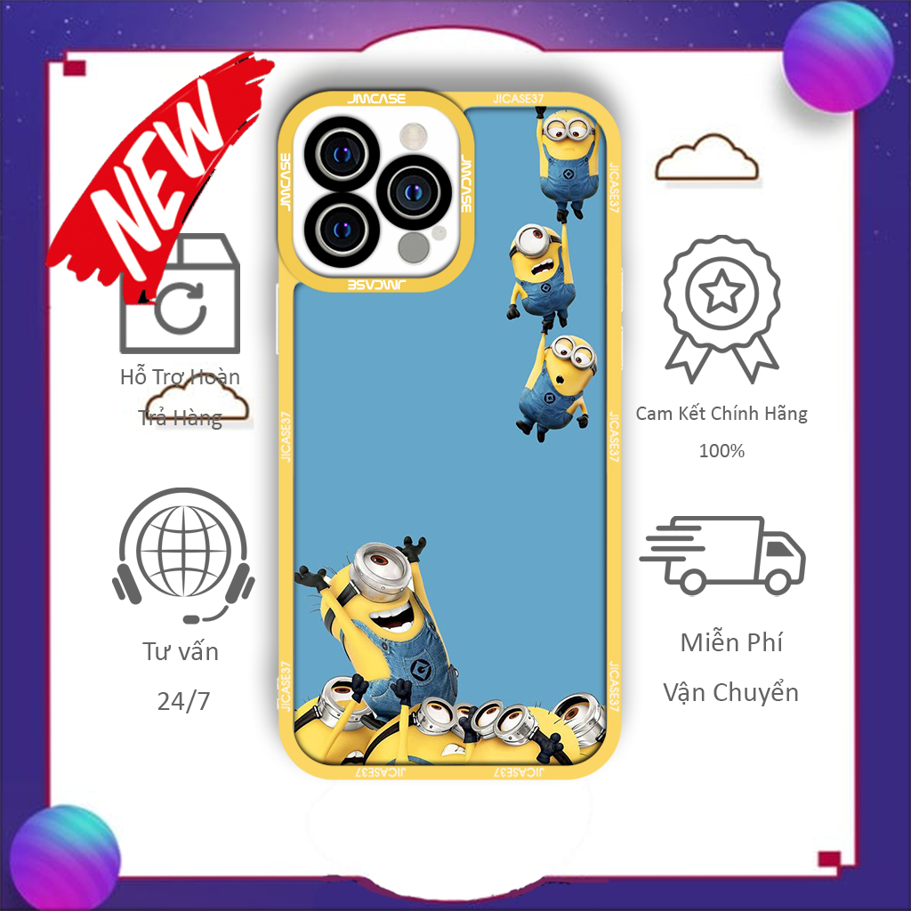 JM Case Minion เคส iphone ขอบสี่เหลี่ยมน่ารัก 6plus/6s/6splus/7/7plus/8/8plus/x/xs/11/12/pro/max/plu