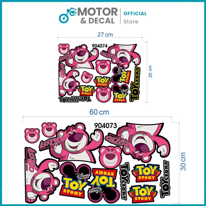 สติ๊กเกอร์หมีสตรอเบอร์รี่ LOTSO สําหรับมอเตอร์ไซค์ - สติ๊กเกอร์ UV คุณภาพสูง กันน้ํา และกันตก - Moto