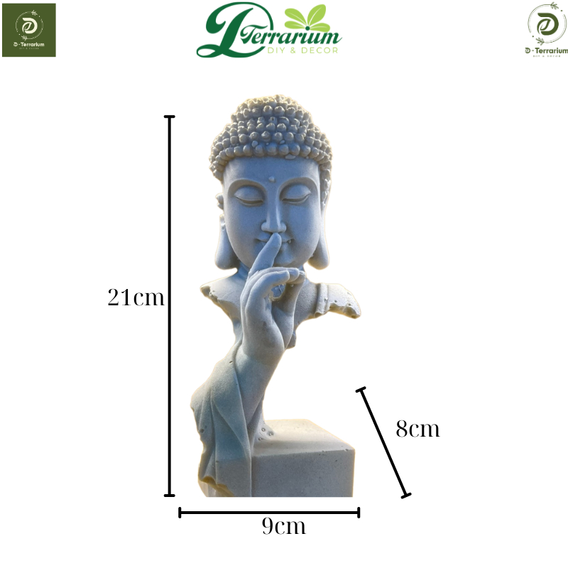 พระพุทธรูปครึ่งหน้าเหล็กละเอียดสําหรับตกแต่ง Terrarium กึ่งภูมิประเทศ - สูง 21 ซม.