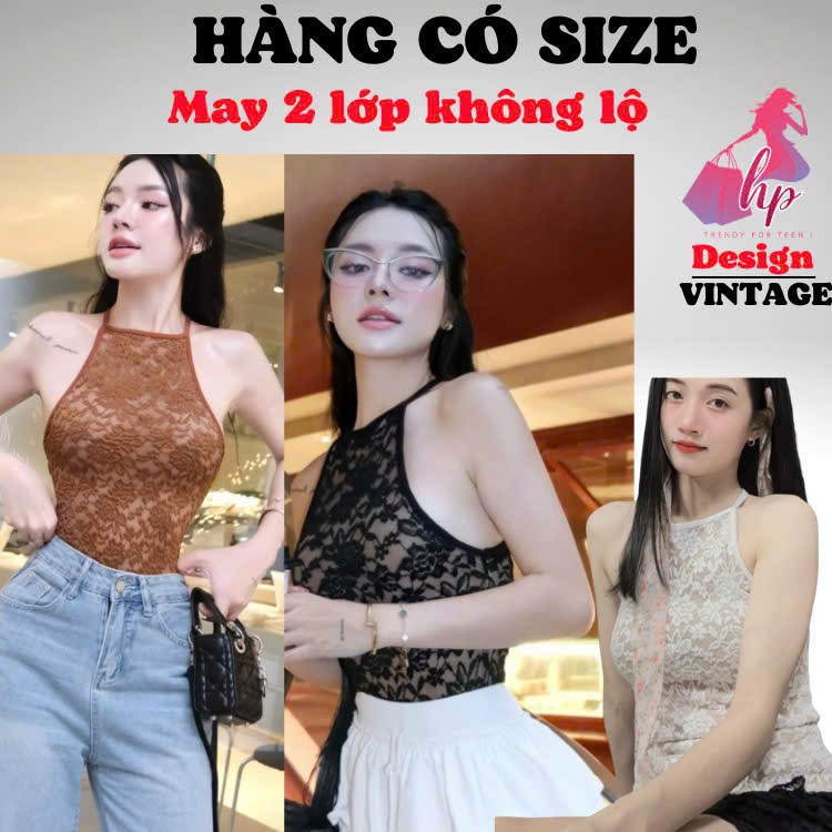 เสื้อกล้ามคล้องคอลูกไม้ลายดอกไม้ 2 ชั้น ขั้นพื้นฐาน เสื้อเชิ้ตสไตล์เสื้อกล้ามผู้หญิงออกแบบมาเพื่อแบนหุ่นหน้าร้อนเก๋ๆ ก913
