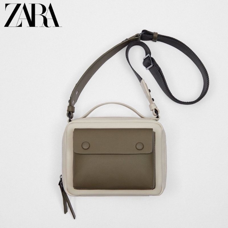 ZARA ซาร่า กระเป๋าสะพายข้างผู้ชายและผู้หญิงระดับไฮเอนด์พร้อมทรงกล่องและสไตล์วัยรุ่นมากมาย