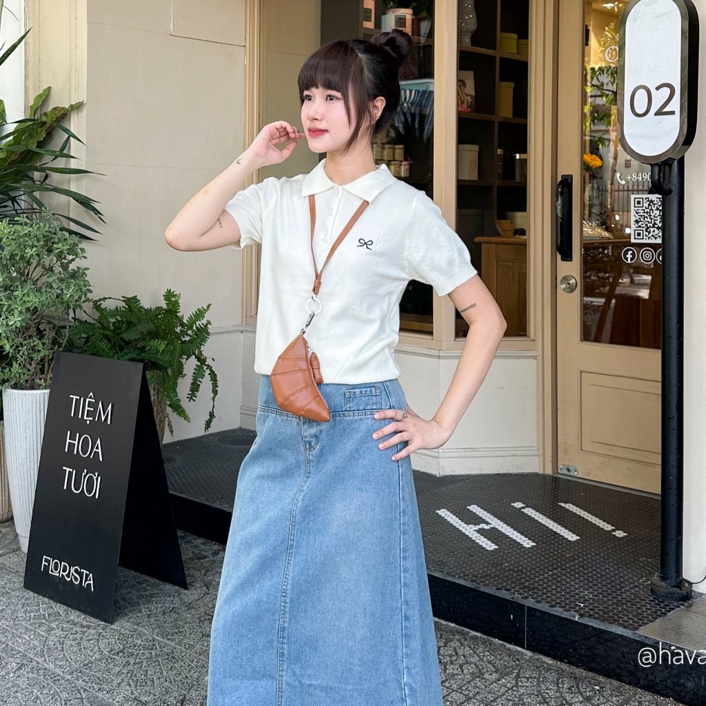 (ผลิตภัณฑ์ QC ประเภท 1) mongtoghi เสื้อเชิ้ตคอปกเยอรมันปักโบว์เล็ก ulzzang สไตล์ HAVANA ATH318