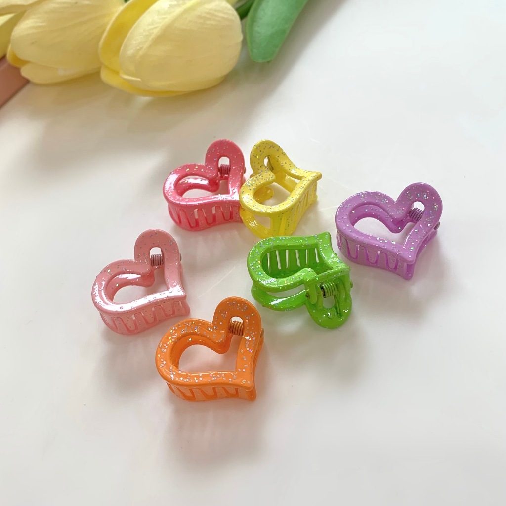 Set kẹp tóc hình trái tim 6 chiếc 6 màu lấp lánh nhỏ bé đáng yêu Modleaf Bling tiny Heart Colorful P