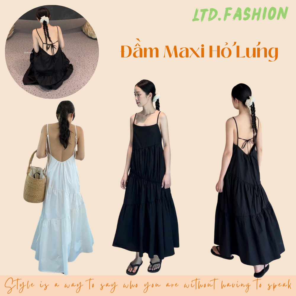 2 สาย Backless Ruffled MAXI DRESS - LTD.FASHION - DALA DRESS