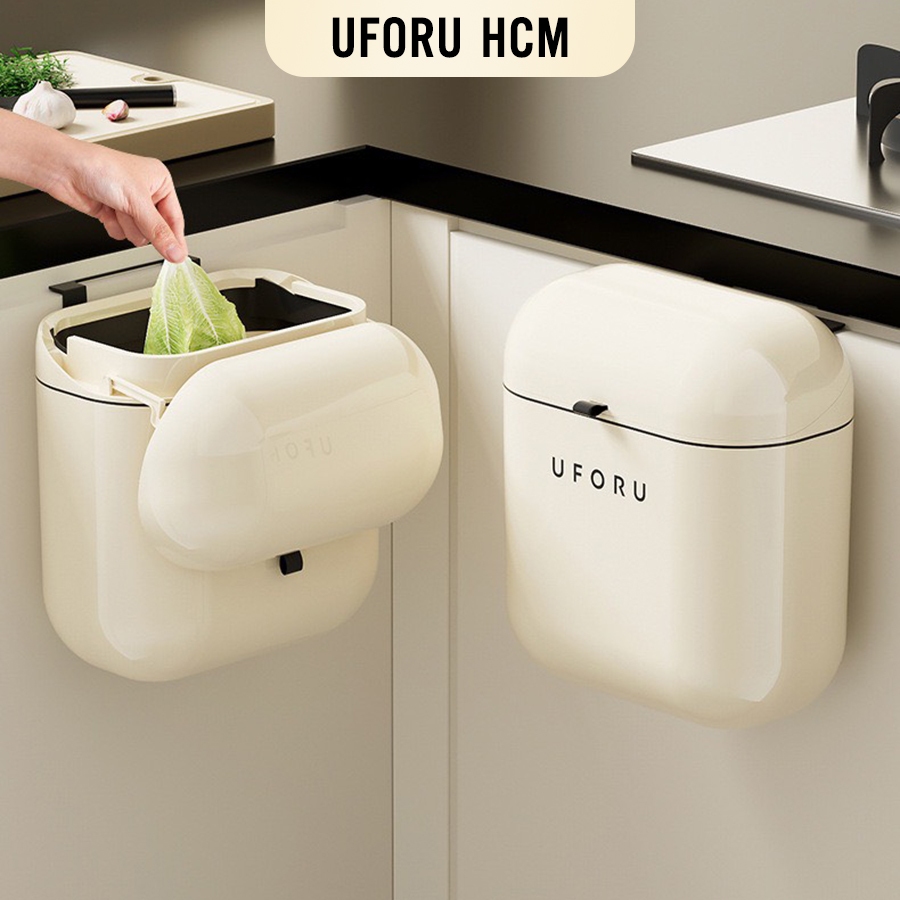 ยูเอฟโอ 2 ใน 1 มัลติฟังก์ชั่น ไม่มียาง ตู้ครัวประตูแขวนถังขยะพร้อมฝาปิดกลม ใหม่ 2024 - UF656