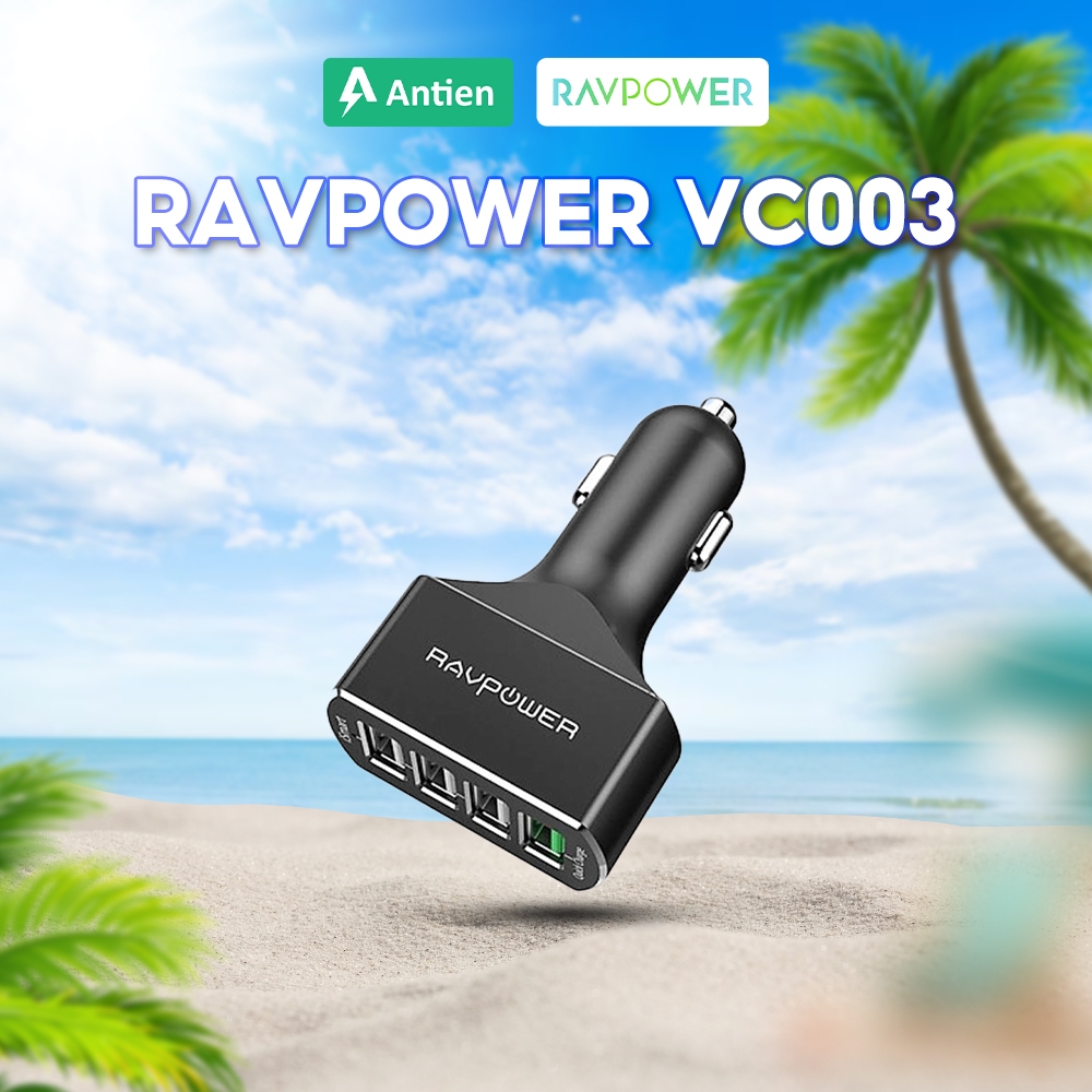 Ravpower RP-VC003 เครื่องชาร์จในรถยนต์ 4 พอร์ต 54W รองรับ QC 3.0 ชาร์จเร็วและ Ismart 2.0