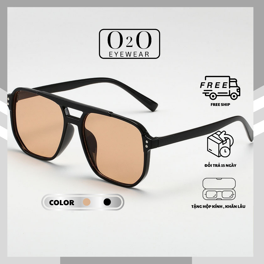 O2o กรอบแว่นกันแดดทรงสี่เหลี่ยม O2O วัสดุพลาสติกพร้อมนักบินดีไซน์สะพานสองจุดป้องกันรังสียูวี