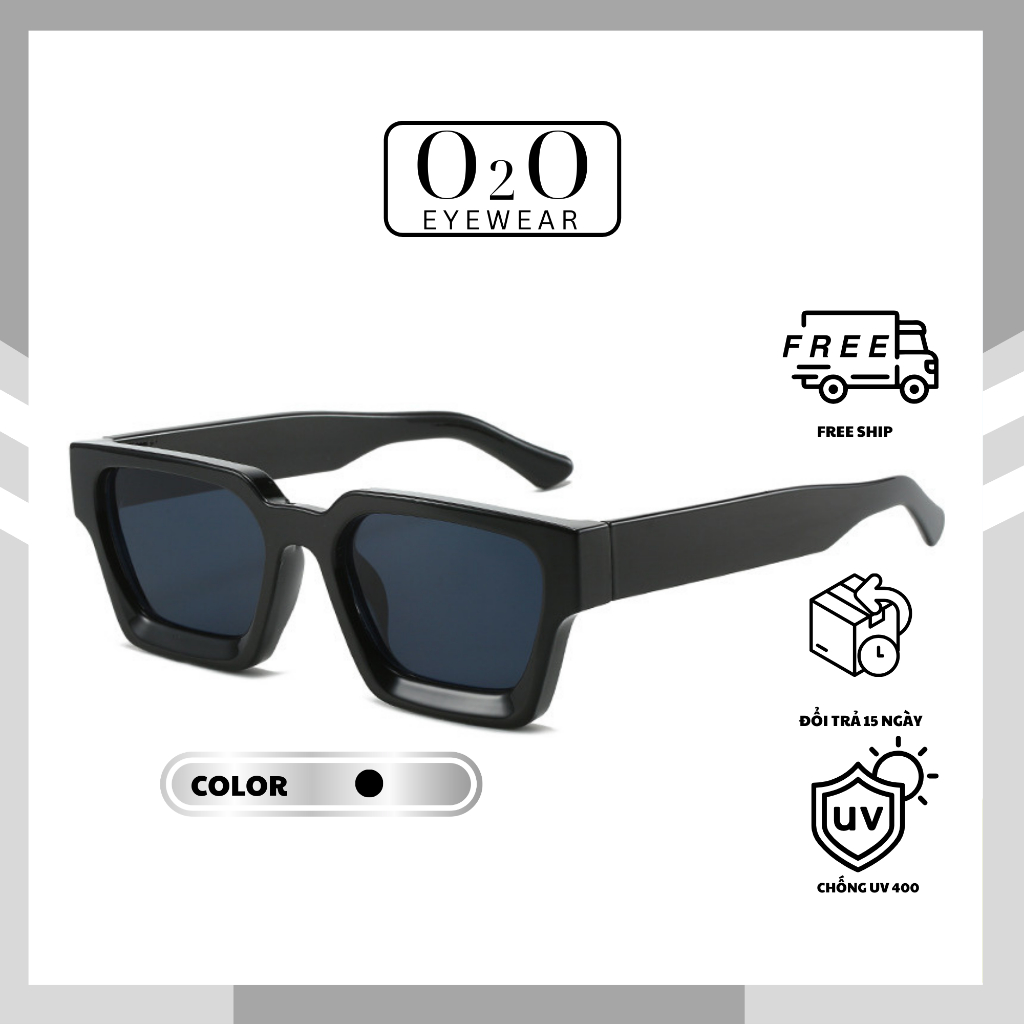 O2o กรอบแว่นกันแดดทรงสี่เหลี่ยมการออกแบบวัสดุพลาสติกหนาแฟชั่นป้องกันรังสียูวี