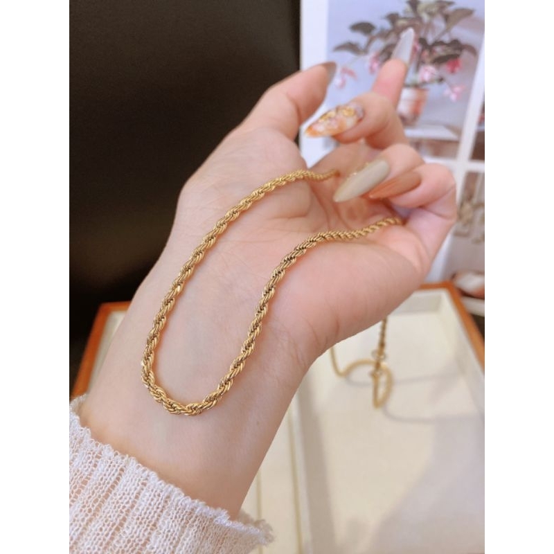 TTC10745 - สร้อยคอไทเทเนียมบิดยาว (61ซม. - สีเหลือง)