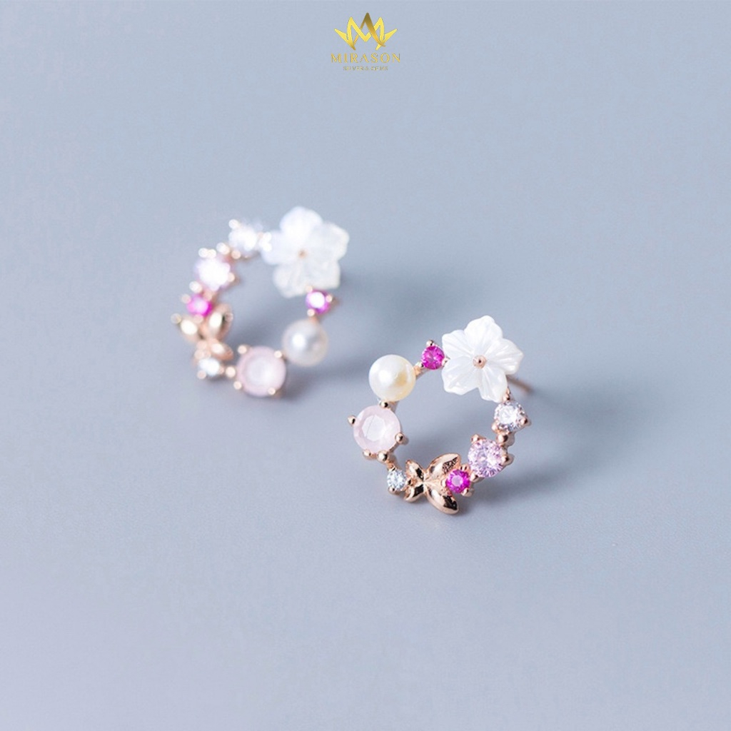 MIRASON ต่างหูเงินผู้หญิง MBT6384 ต่างหูหิน