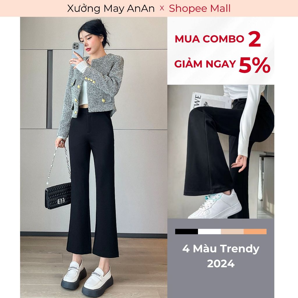 Anan Office Flared Pants 1 ปุ่ม Q4 Vitex Snow
