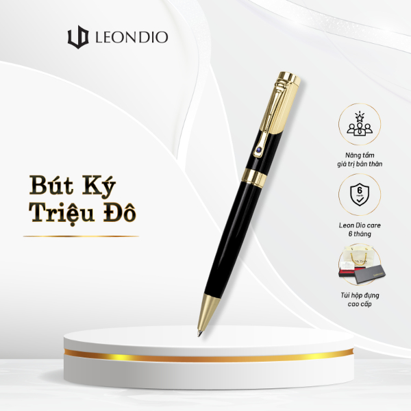 Leon Dio Lapis Lazuli Black Premium Signing Pen, ปลายปากกา 0.7 มม., ปากกาลูกลื่นหมุนได้, ขออัพออนสลั