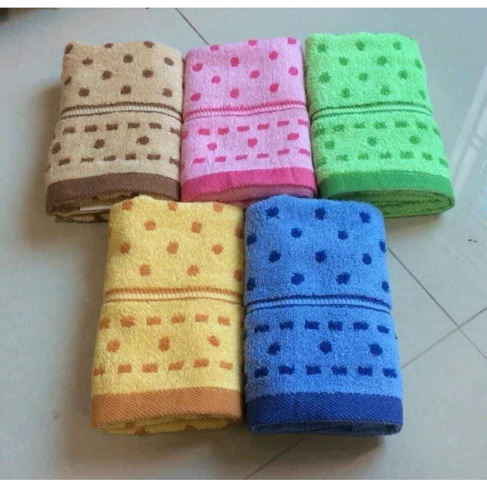 TD023-ผ้าเช็ดตัวผ้าฝ้ายลายจุด 46cmx30cm (63g) คอตตอน 100%