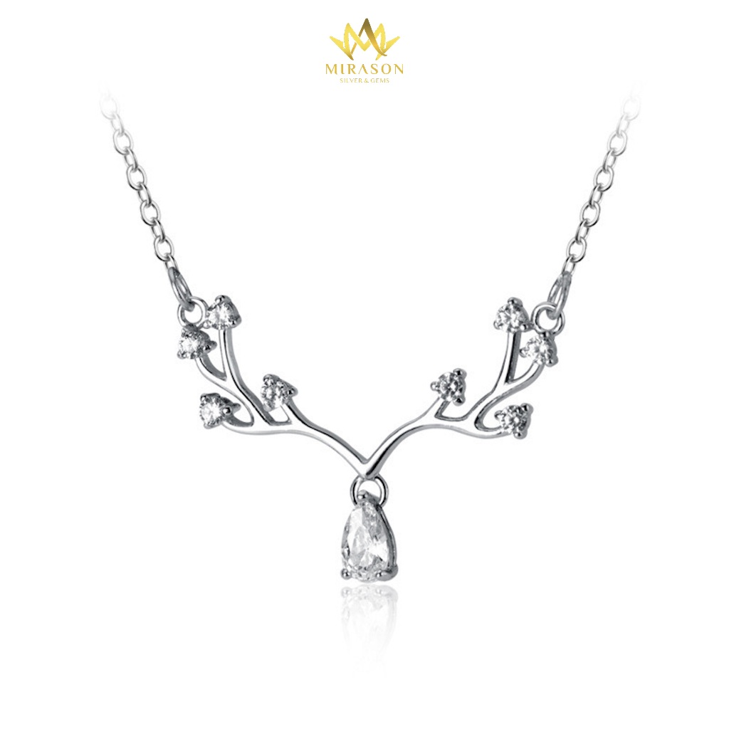 S925 สร้อยคอเงิน ฮอร์นกวางพร้อมหินหยดน้ํา - MIRASON MDC127