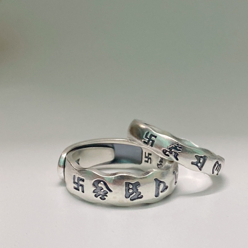 แหวนหกคําเงิน s999 บริสุทธิ์ 100% ไม่มีสิ่งสกปรกสําหรับผู้ชายและผู้หญิงแบรนด์ Q T Silver Jewelry