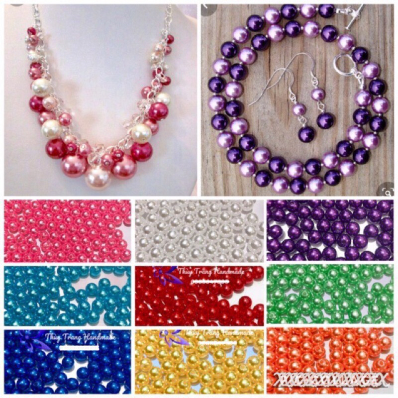 (ซื้อจาก 5 สําหรับ 5,000 VND/แพ็ค) แพ็ค 40 เม็ดแบน ไข่มุกขนาด 6mm, 8mm สําหรับทําสร้อยข้อมือ, เครื่อ