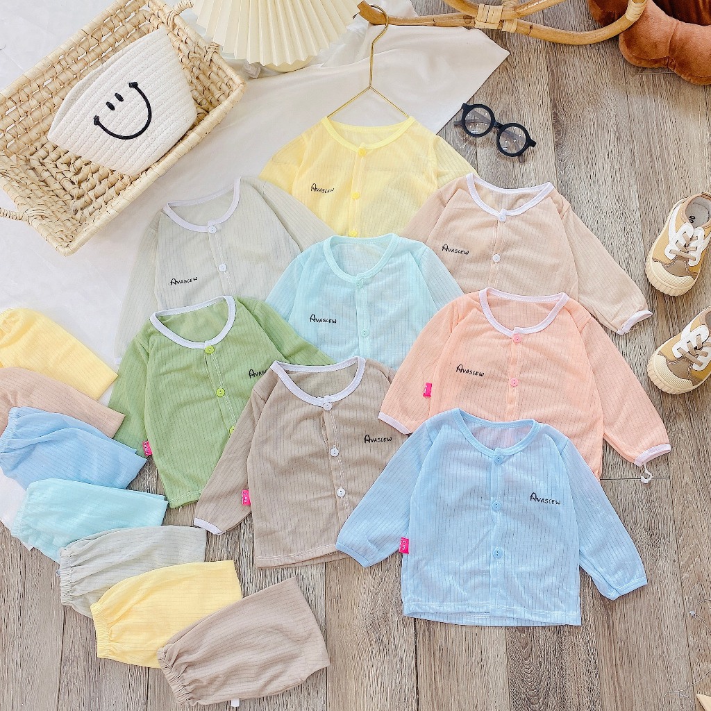 ชุด 5 ชุดแขนยาวเด็กอ่อนแรกเกิด 3-13กิโลกรัม ผ้าเยื่อไผ่บางโปร่ง ปิดกระดุมกลางสะดวก – โบ31-คอมโบ5