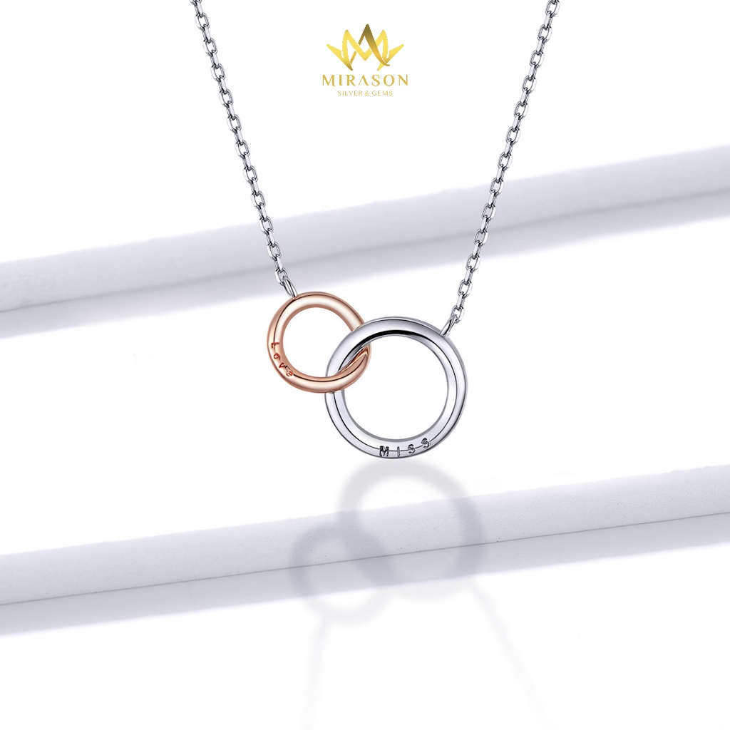 S925 สร้อยคอเงิน สร้อยคอวงกลมทออินเตอร์ 2 สี - MIRASON MDC159