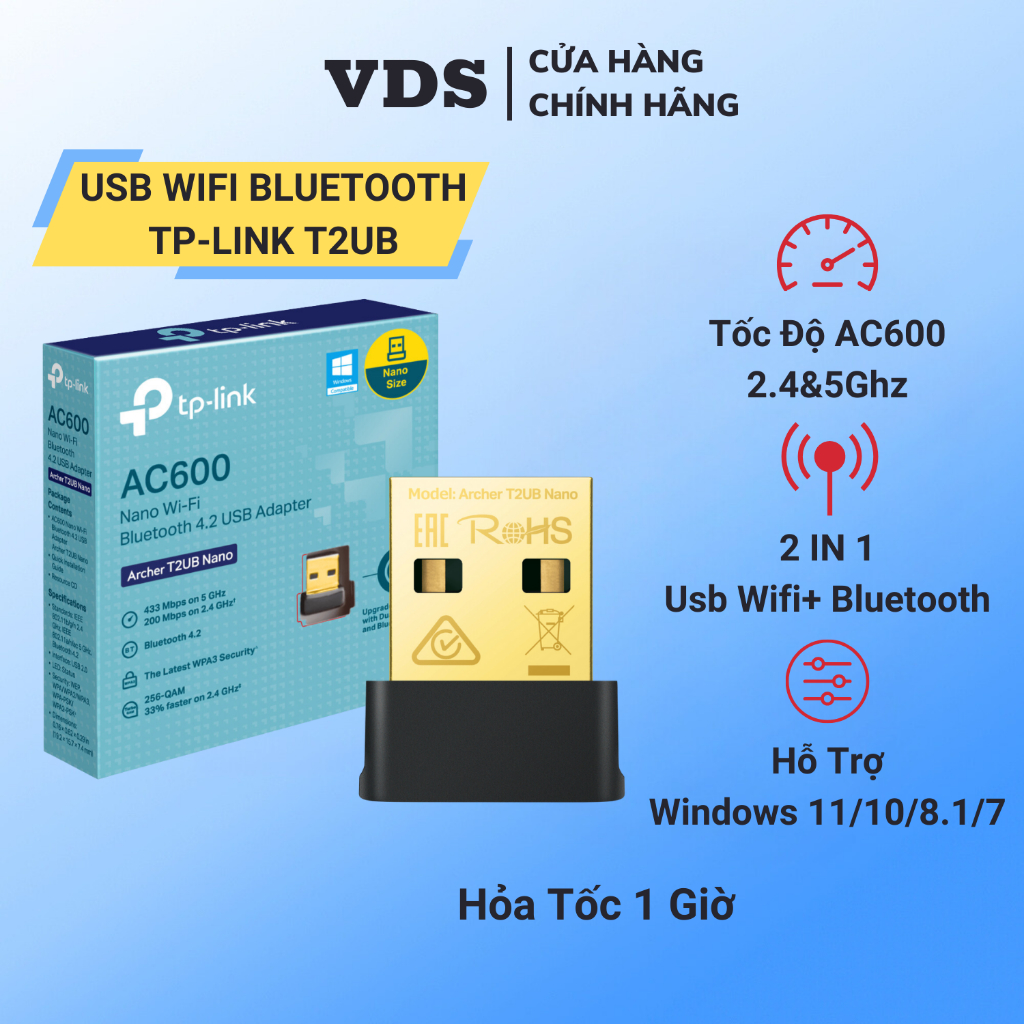 USB WiFi Bluetooth TP-Link T2UB 5Ghz 600Mbps สําหรับแล็ปท็อปพีซี Desktop - VDS SHOP