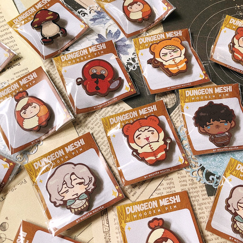 Dungeon Meshi - พินไม้ 4 ซม.แสนสนุก