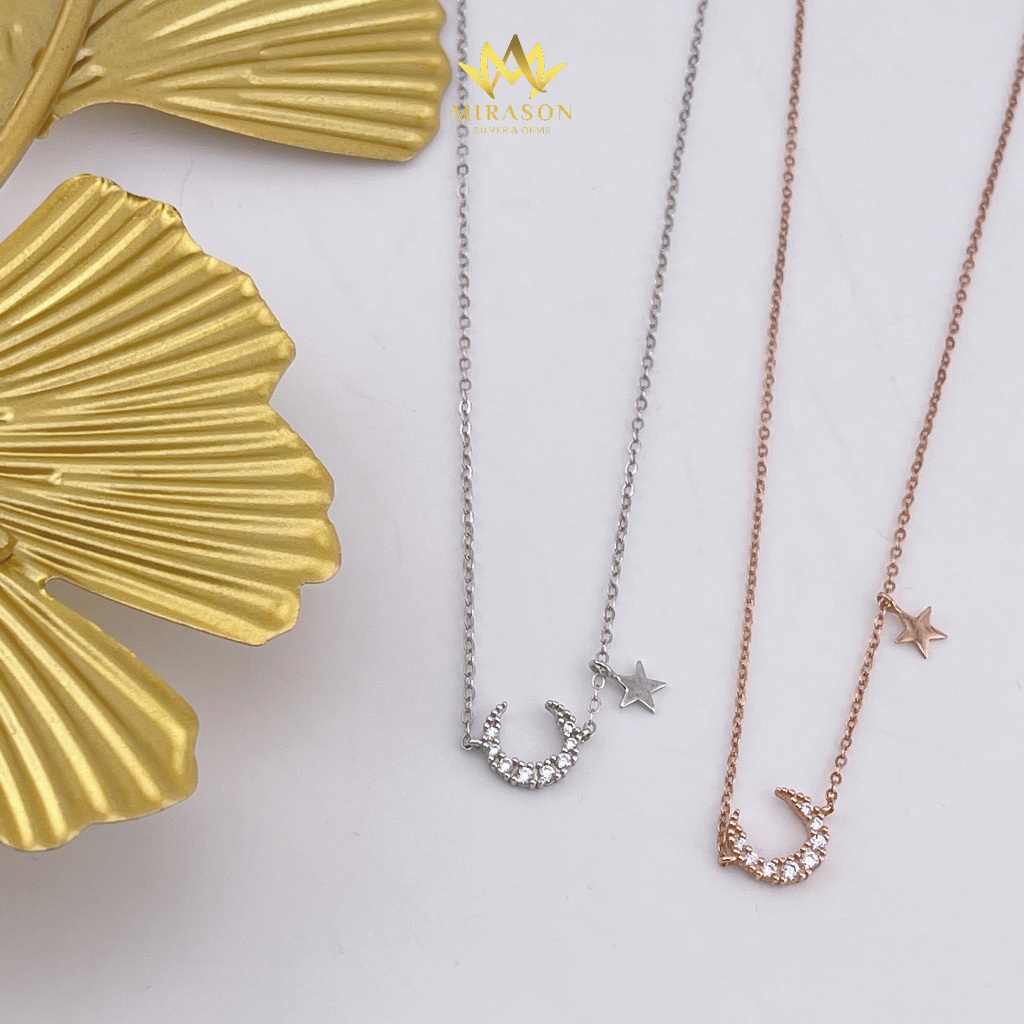 S925 สร้อยคอเงิน สร้อยคอดาวผสมพระจันทร์พร้อมหิน - MIRASON MDC7373
