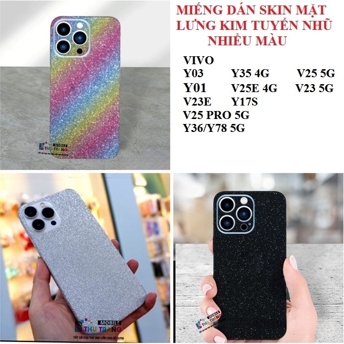Vivo Y28 Y03 Y01 Y35 4G V25 5G V25E 4G V23E V23 5G Y17S V25 PRO 5G Y36 Y78 5G หลากสีแวววาวกลับสติกเก