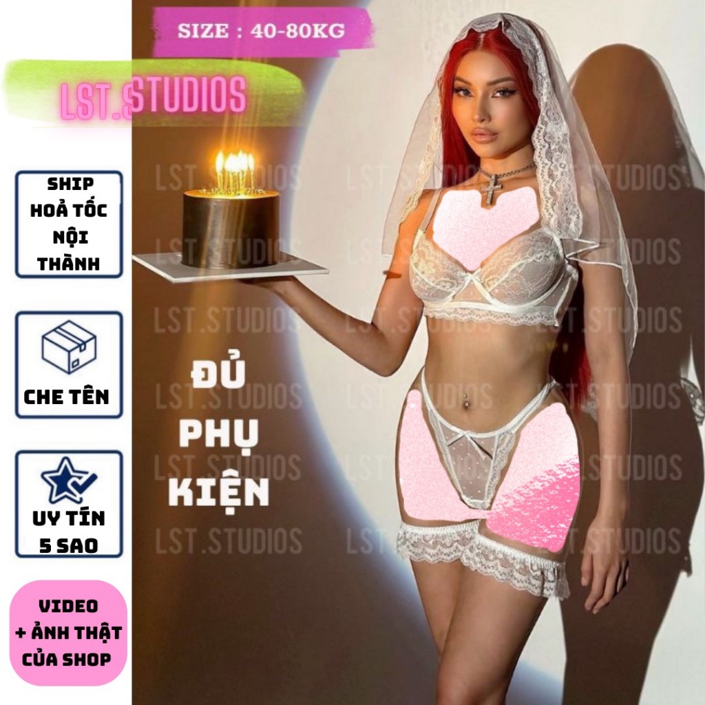 Z1968 มีจําหน่ายใน ขนาดใหญ่ 43-75กิโลกรัมลูกไม้สีขาวชุดชั้นในคอสเพลย์เจ้าสาวที่มีอุปกรณ์เสริมจํานวนม