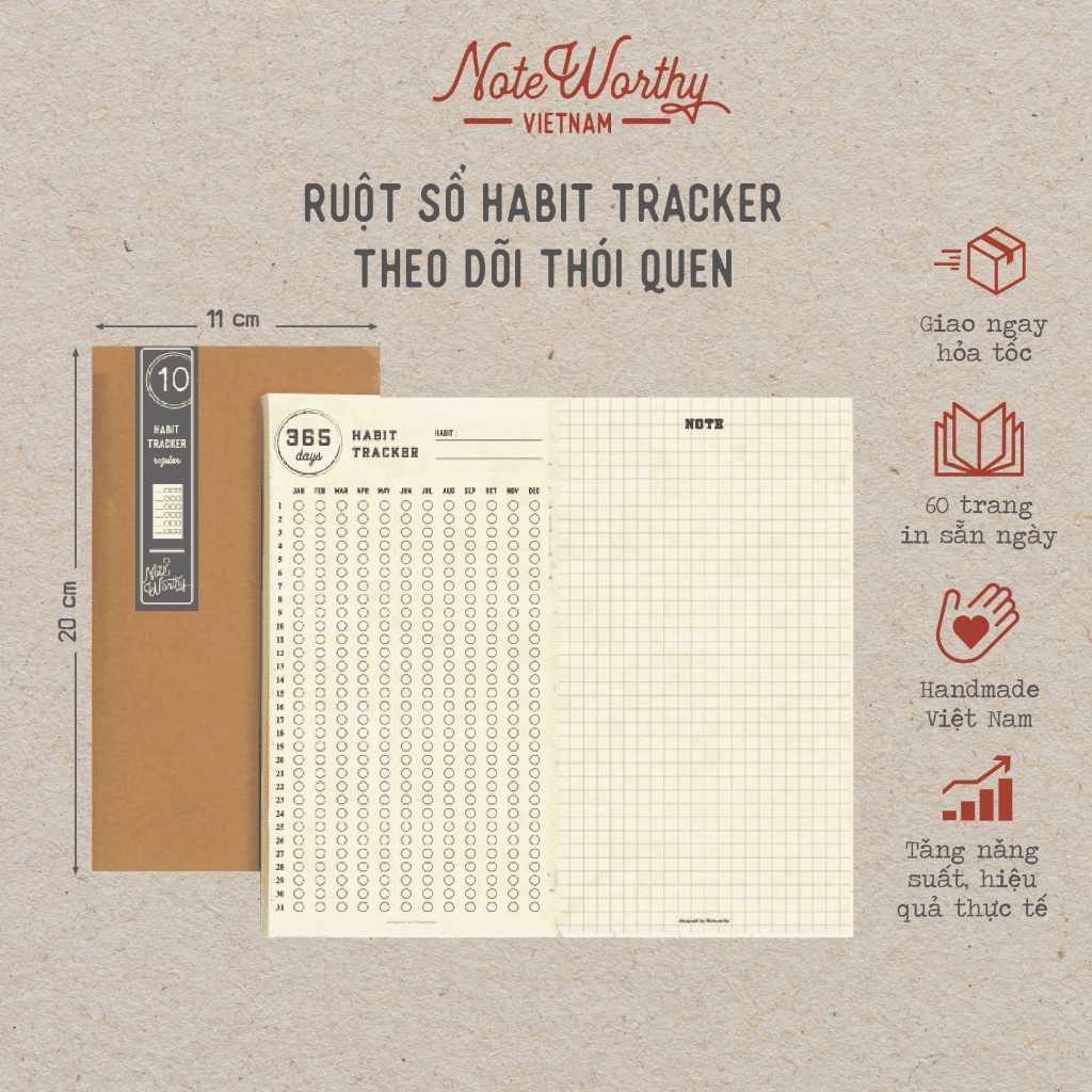 Noteworthy Softcover Habit Tracker Notebook สําหรับบันทึกประจําวัน