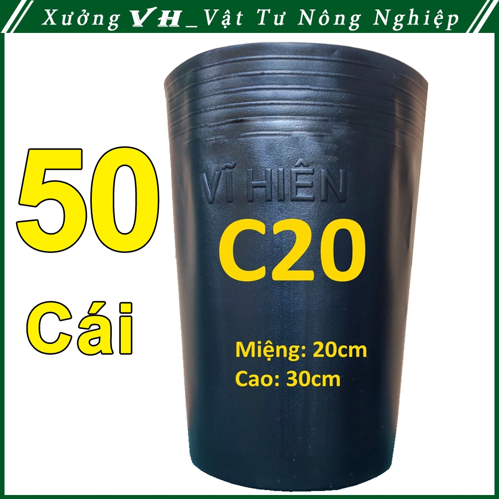 50 VI HIEN C20 กระถางพลาสติก สูง 20x30 ซม. ทนทานสุดๆสําหรับเพาะต้นอ่อนดอกไม้-77124
