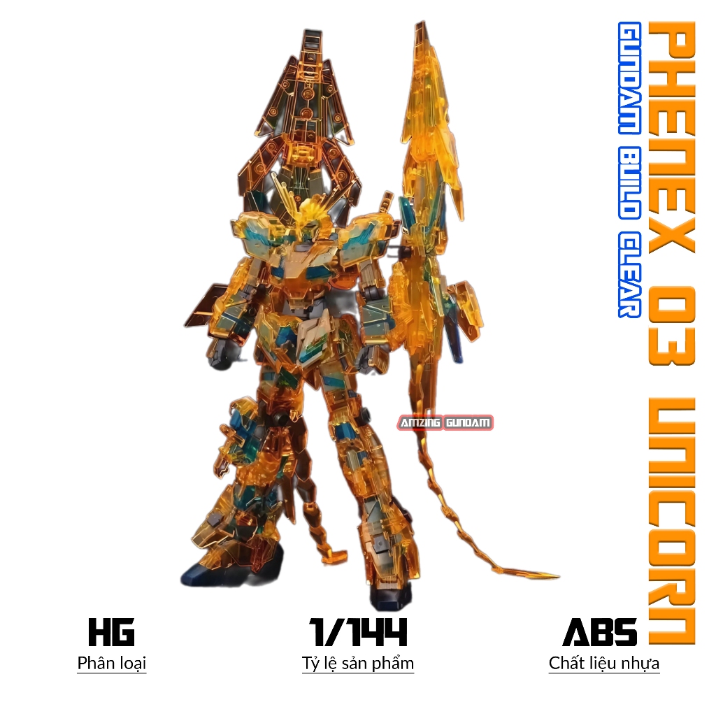 Hg Unicorn 03 Phenex Clear Model, 1/144 Gundam, mecha Puzzle, ของเล่นพลาสติก