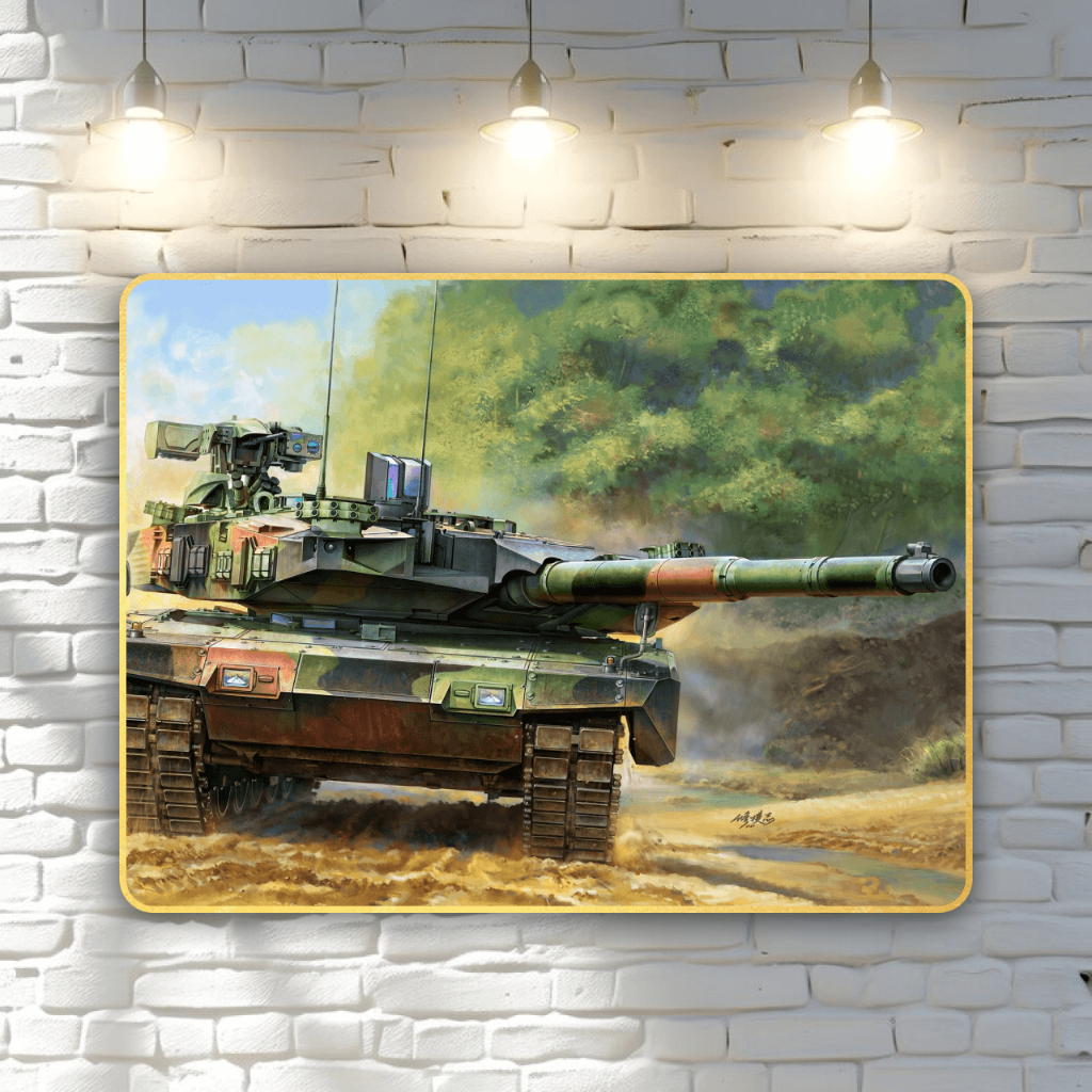 พรี | ภาพวาดผ้าใบติดผนัง ขนาด 30x40ซม | เยอรมัน MBT Leopard II Revolution II 130mm