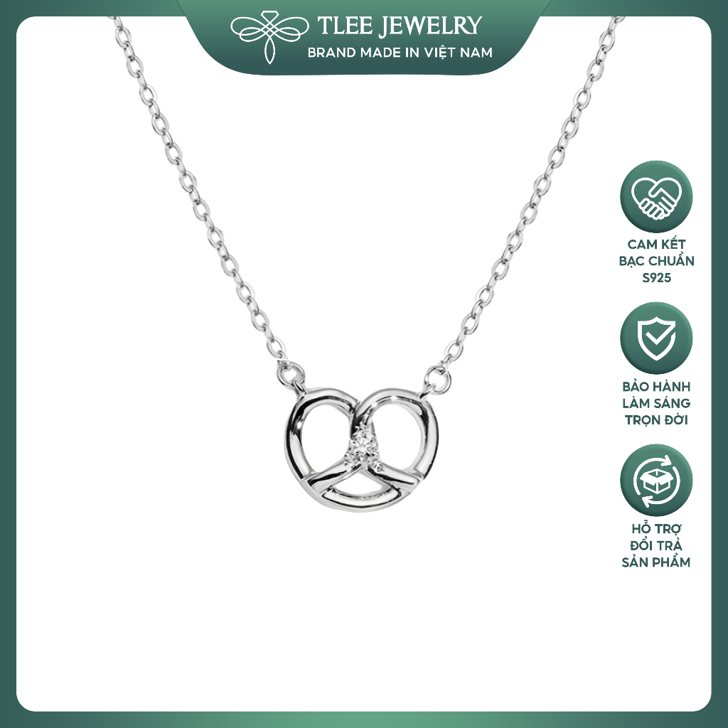 TLEE สร้อยคอเงินผู้หญิงหัวใจบิดและหินเล็ก TLEE JEWELRY D0309