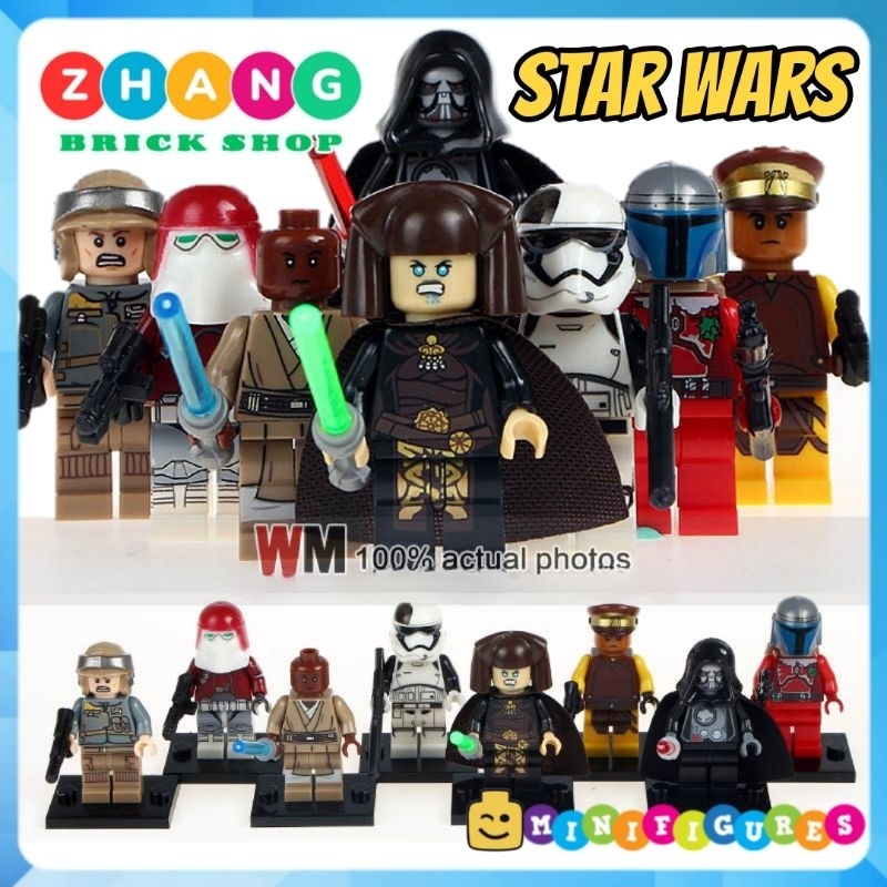 Star Wars ปริศนาของเล่นรวม Mace Windu Luminara Darth Malgus Naboo Guard Jango Fett Trooper Minifigur