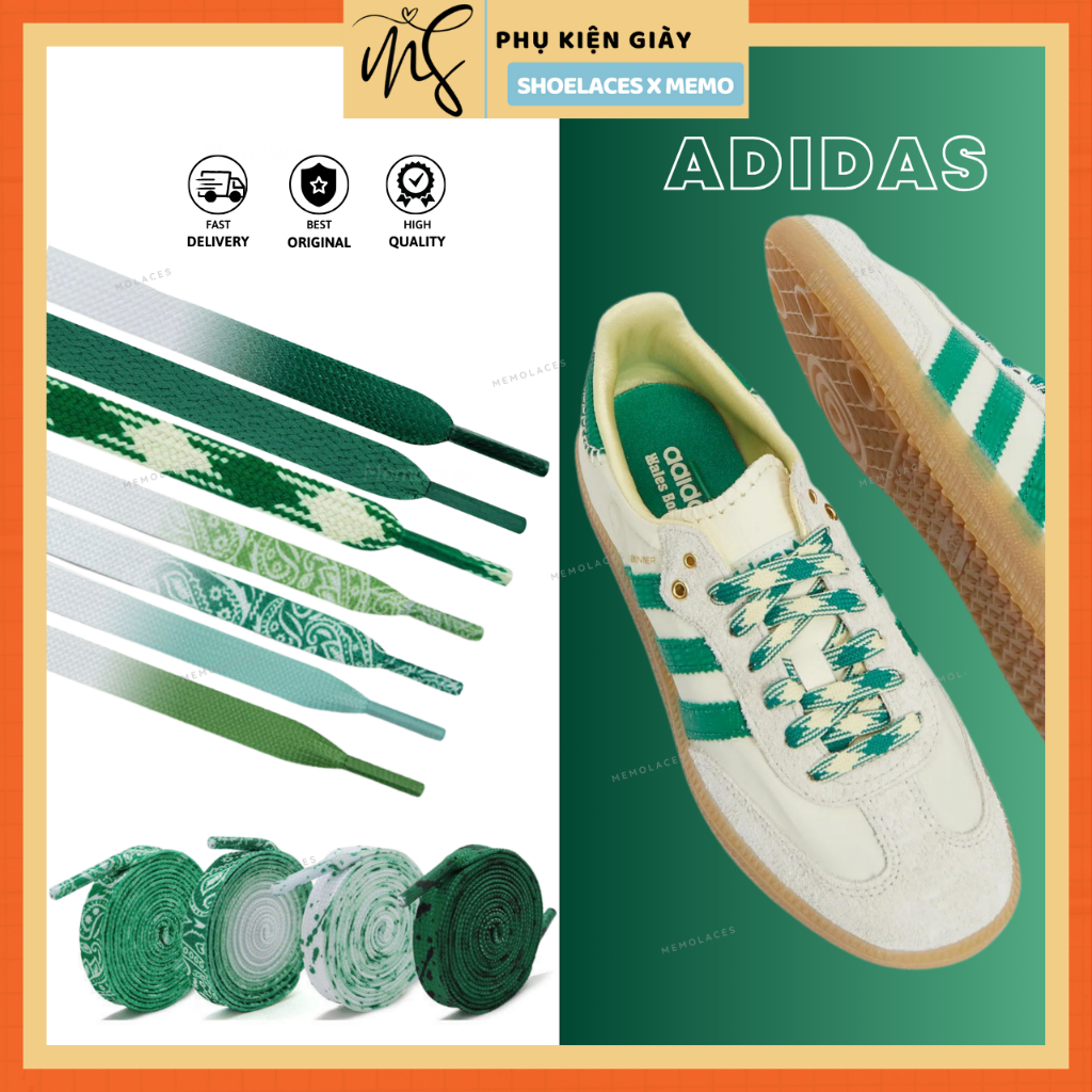 Adidas OG x Wales Bonner รองเท้าผ้าใบ Laces สีน้ําเงิน - เชือกผูกรองเท้าทดแทน Samba Green