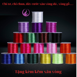 Dây cước lụa,chỉ chun lụa co dãn loại Tốt - Dây Xâu Vòng tay,vòng gỗ, vòng đá, nối tóc.
