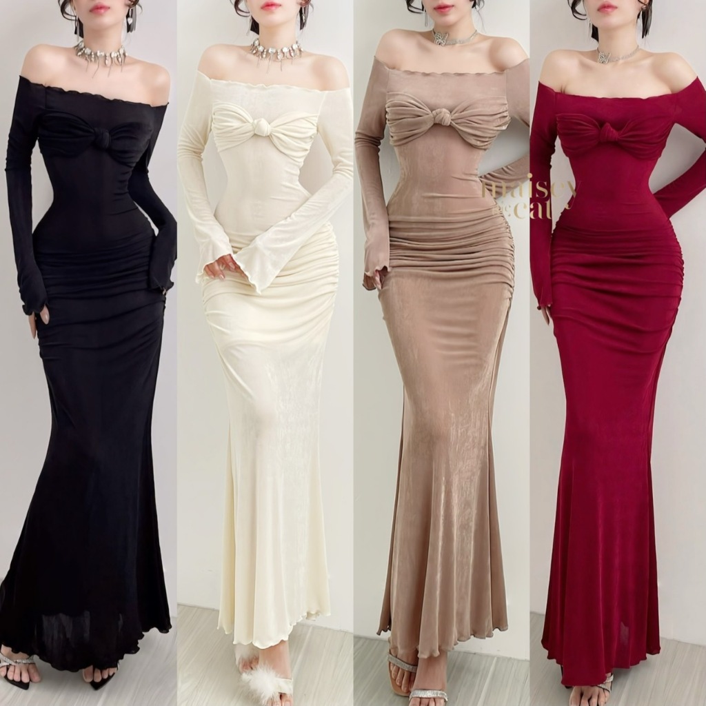 [MAISEY 1812] ชุดเดรสปาร์ตี้เปิดไหล่ AVAILABLE IN 4 สี