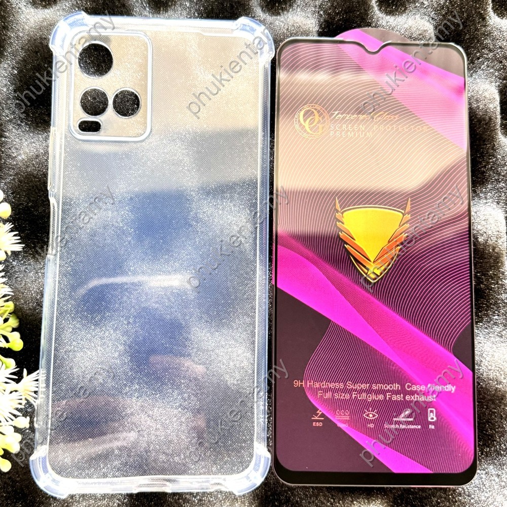 Vivo Y21 (V211) / Y21S / Y33S / T1X 4G - ของแท้ OG กระจกนิรภัยแบบเต็มหน้าจอและเคส TPU