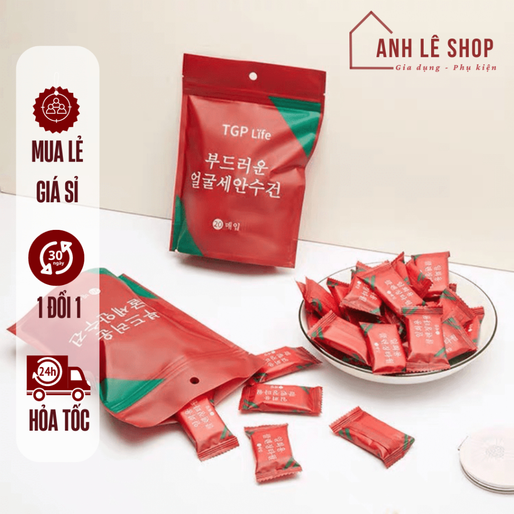 Amortal Red Compact ผ้าขนหนูบีบอัดสําหรับเดินทางสะดวก (แพ็ค 20 ผืน)