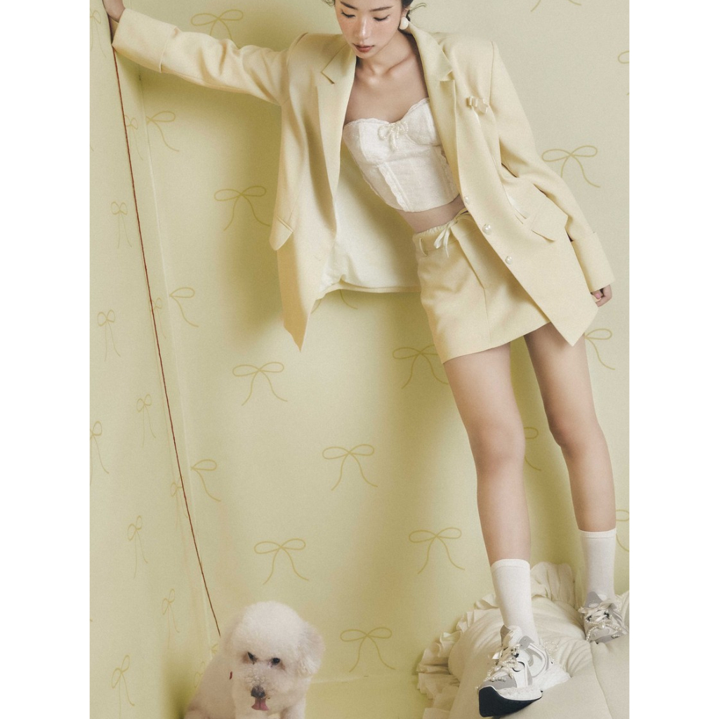 กระโปรงหน้าหนาว ฤดูร้อน | กระโปรงผ้าโปร่งเทียม สีเทา Avocado Yellow B.Club - Cv86