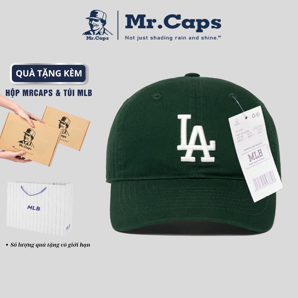 หมวกเบสบอล MLB ครบกล่อง [กล่อง + กระเป๋า] - หมวกผู้ชายและผู้หญิงปักลายตัวอักษร LA แฟชั่นสูง สไตล์กีฬ