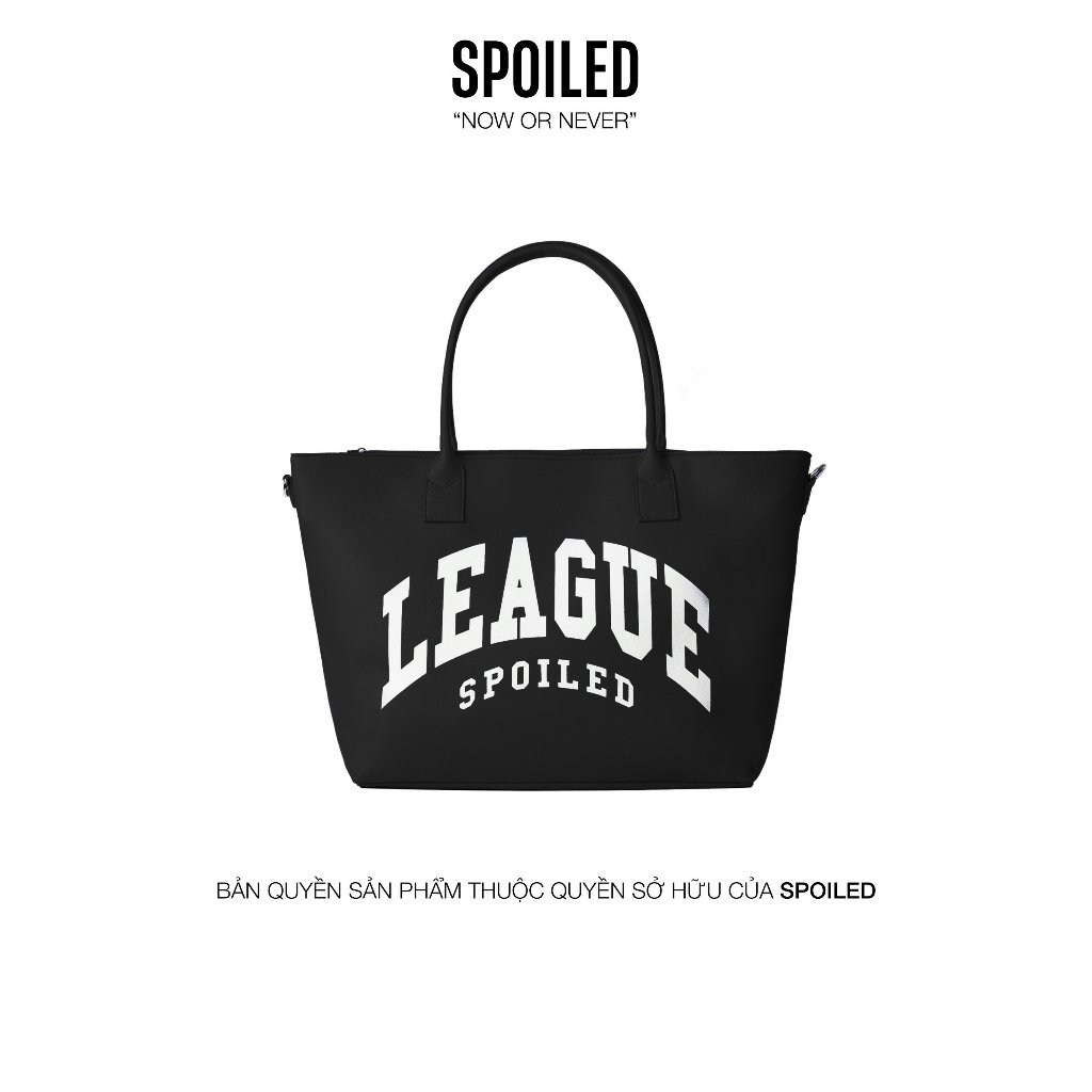 League Large SPOILED Tote Bag หนัง PU พรีเมี่ยม / สีดําด้าน
