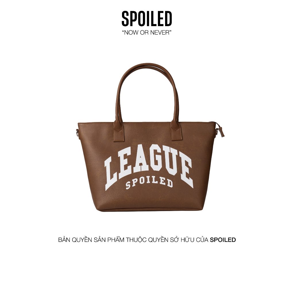 League Large SPOILED Tote Bag Premium PU Leather / Cow Brown