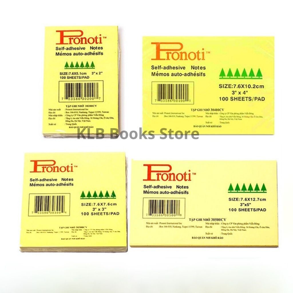 กระดาษโน้ต Pronoti - กระดาษโน้ตสีเหลือง/สี/ไนลอน, กระดาษโน้ตสํานักงานและนักเรียนทุกขนาด 3x2/3x3/3x4/
