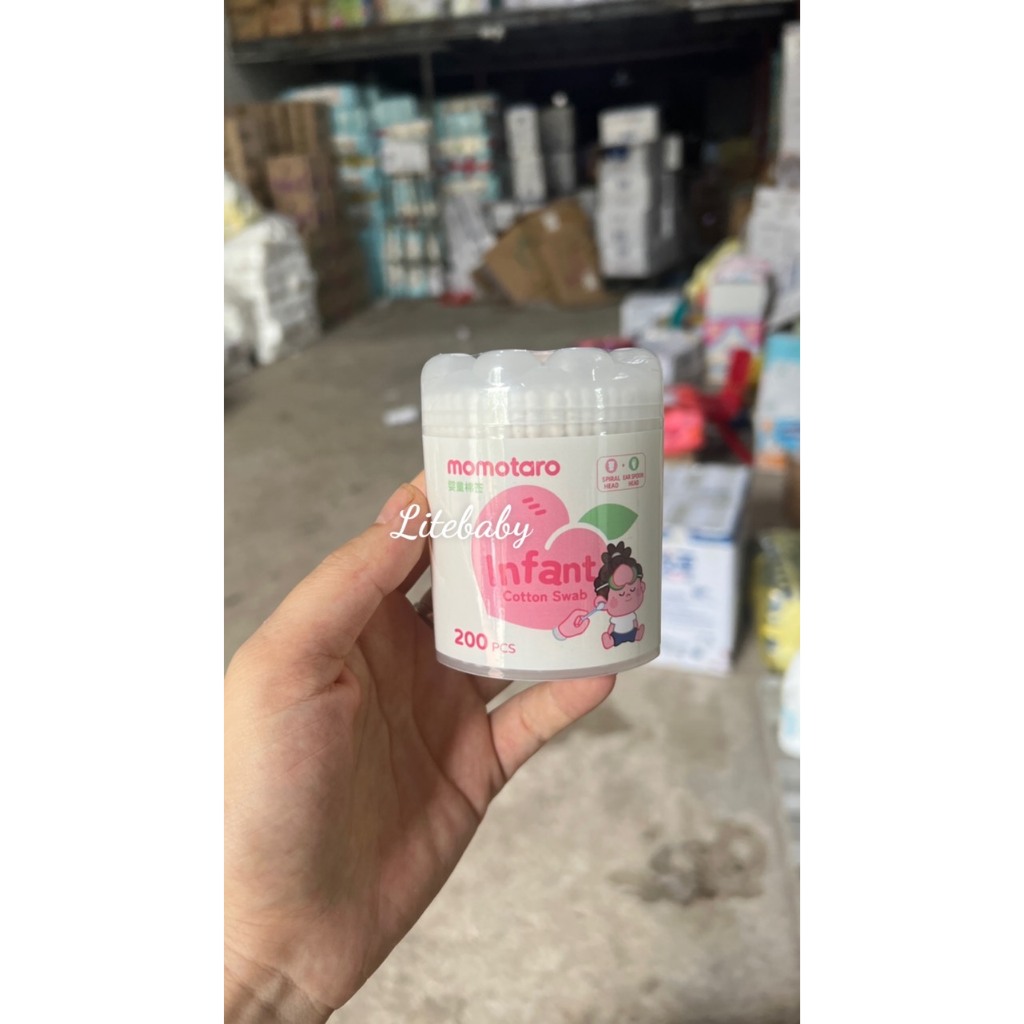 MOMO ORGANIC COTTON SWAPS - คอตตอน 2 หัว กล่องธรรมชาติ 200 ชิ้น